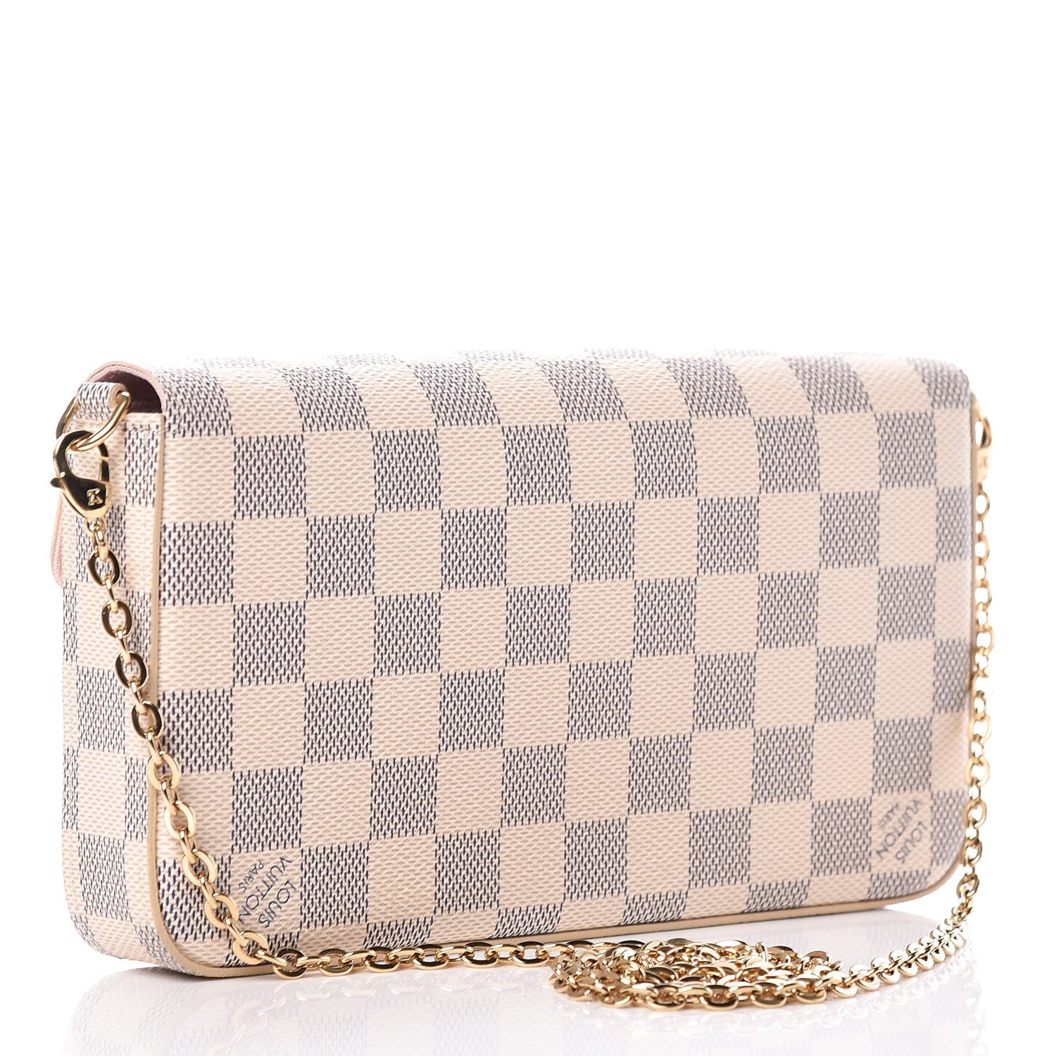 Louis Vuitton Damier Azur Pochette Felicie Chain Wallet Rose Ballerine 4 of 12