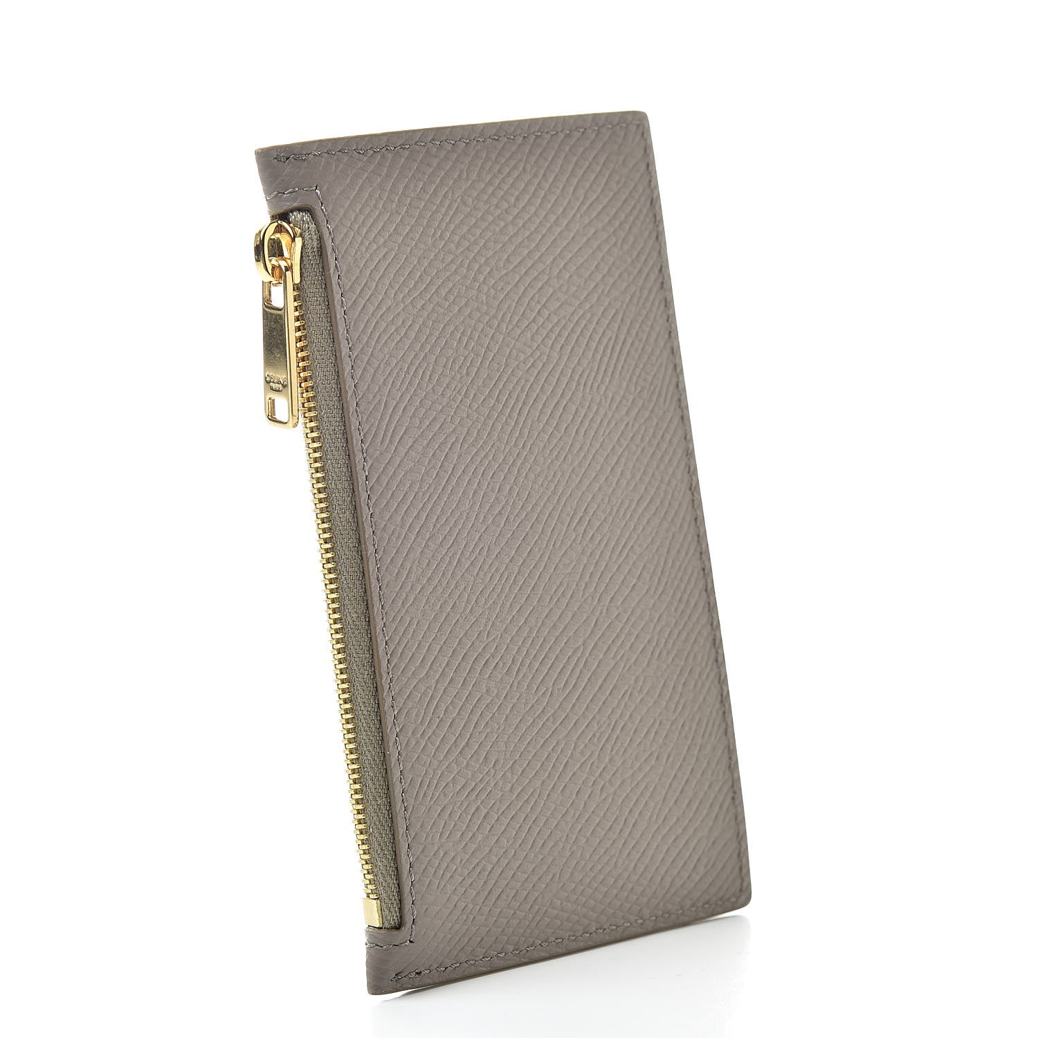 Celine Grained Calfskin Zipped Card Holder Pebble 3 of 10