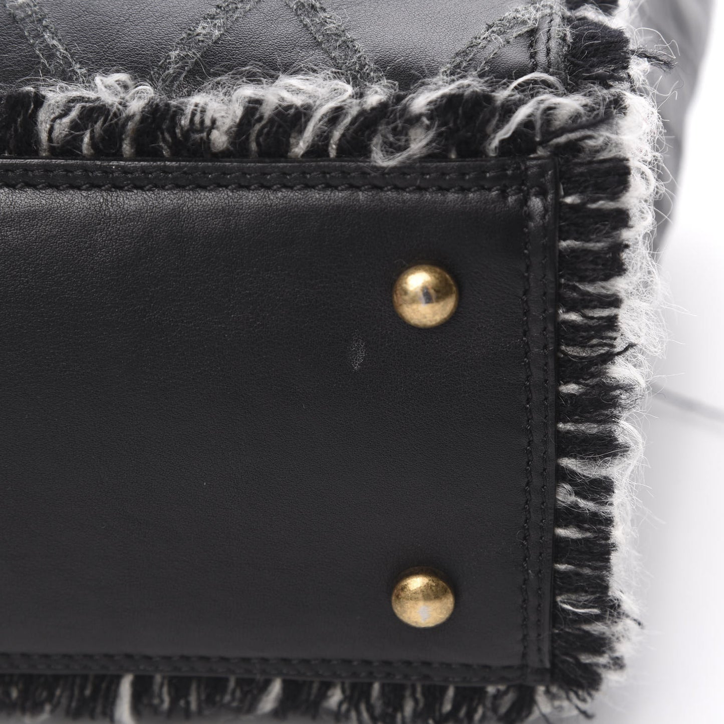Tweed Calfskin Tweedy Shopping Tote Black
