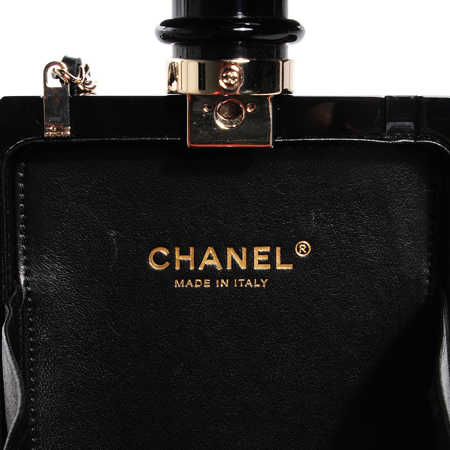 Chanel Plexiglass Perfume Bottle Clutch Black 5 of 7