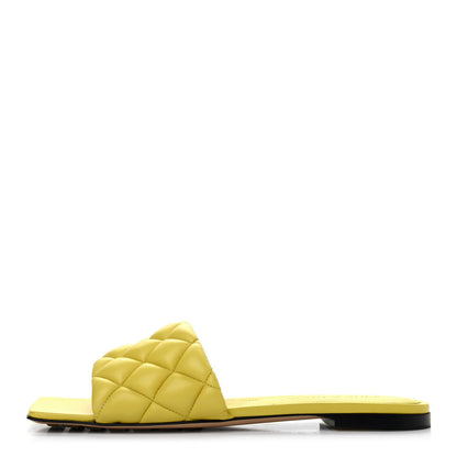 Bottega Veneta Nappa Matelasse Padded Flat Sandals 37.5 Pear 1 of 4