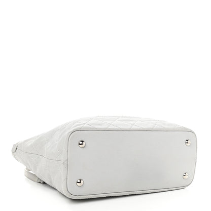 Chanel Grained Calfskin Quilted Small Daily Shopping Tote Light Grey 3 of 11