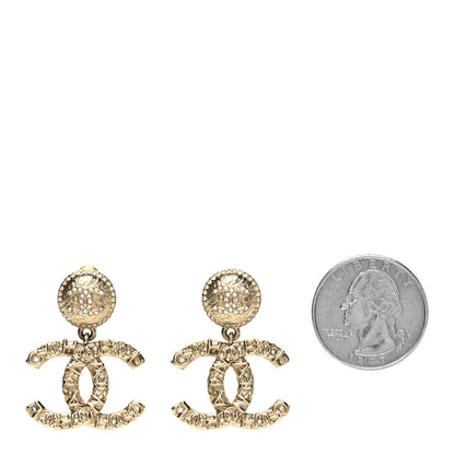 Chanel Crystal CC Drop Logo Earrings Gold 2 of 4