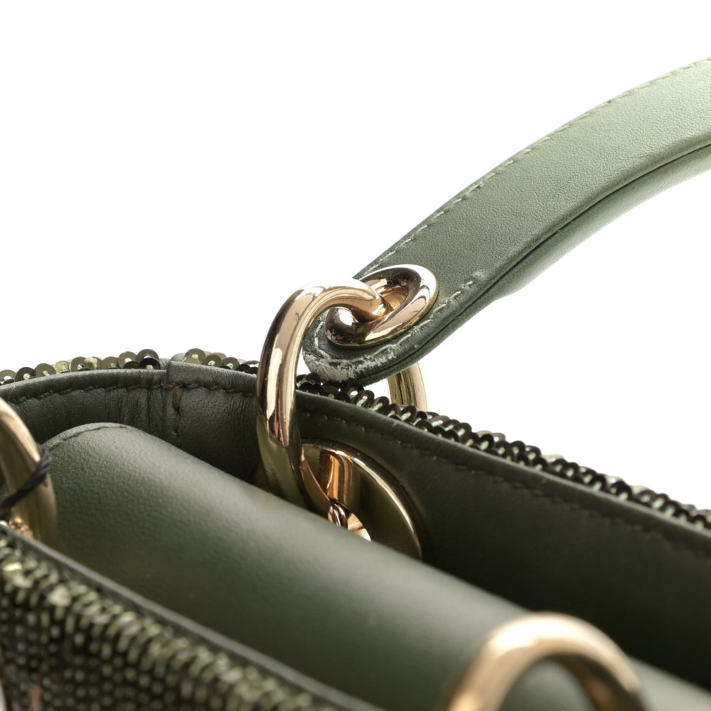 Calfskin Sequin Gradient Stitched Mini Lady Dior Green