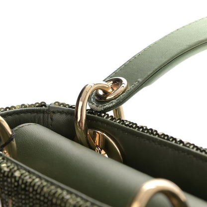 Christian Dior Calfskin Sequin Gradient Stitched Mini Lady Dior Green 12 of 13