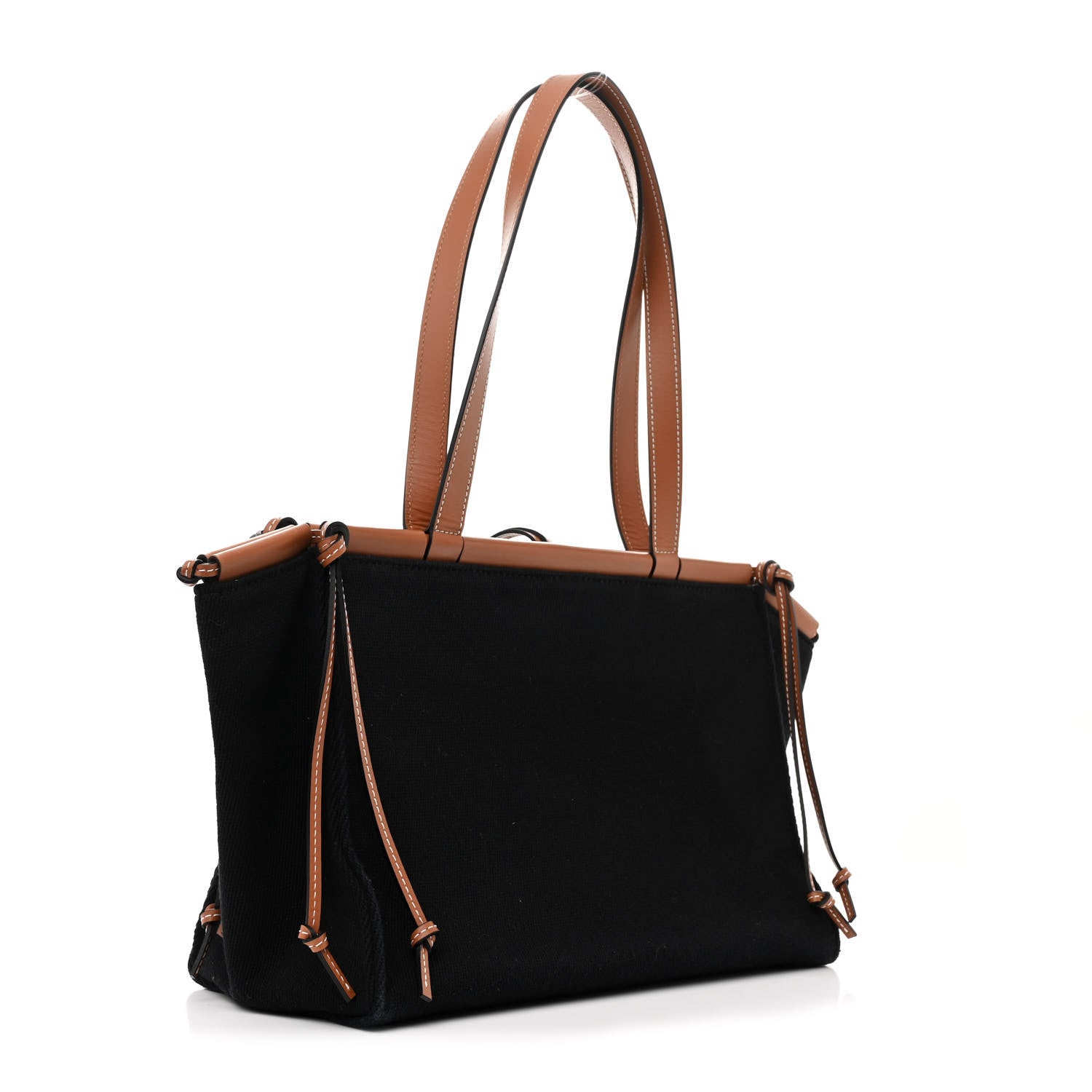 Loewe Canvas Calfskin Small Cushion Tote Black Tan 3 of 11