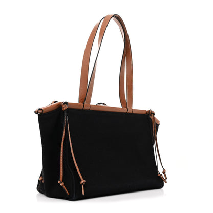 Loewe Canvas Calfskin Small Cushion Tote Black Tan 3 of 11