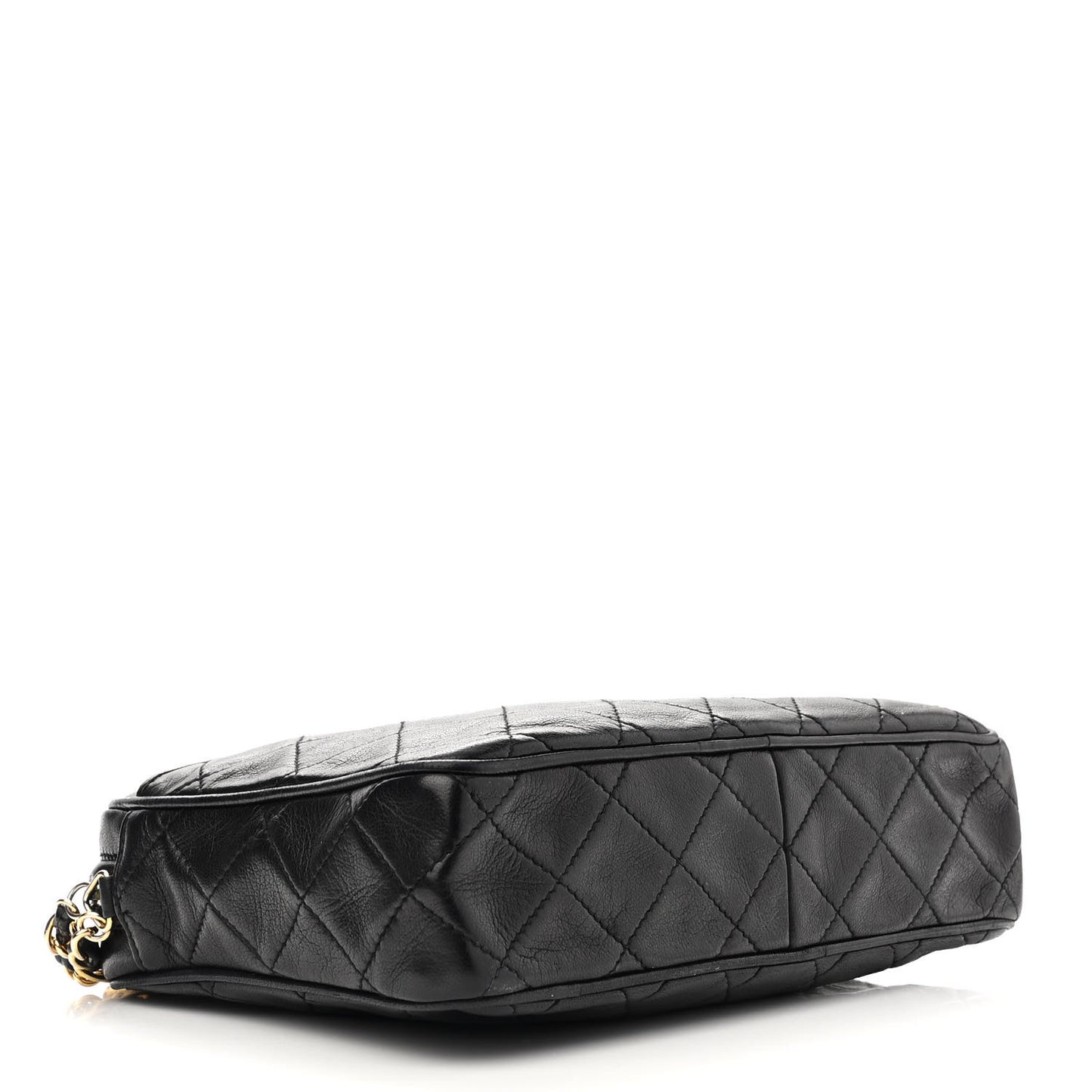 Lambskin Quilted Tassel Camera Case Black