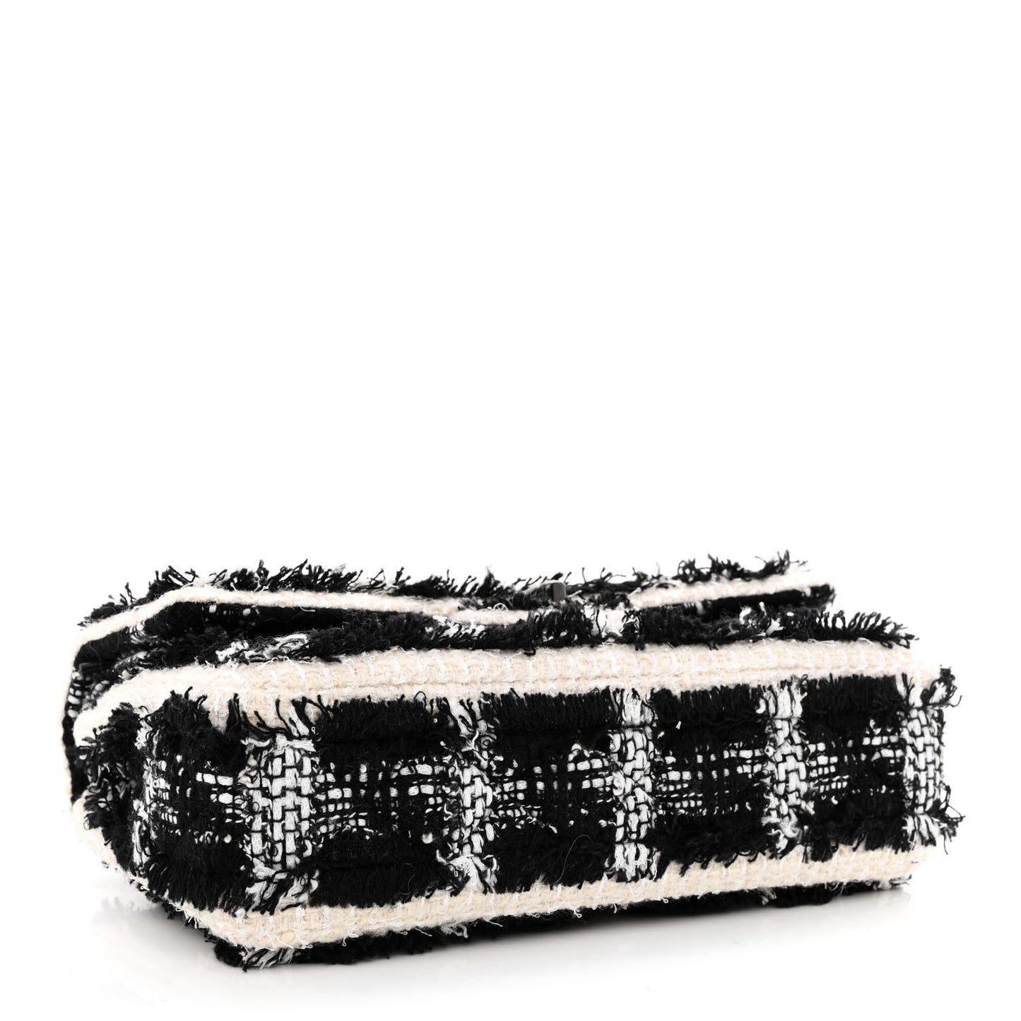 Tweed Quilted Tartan Medium Double Flap Black White