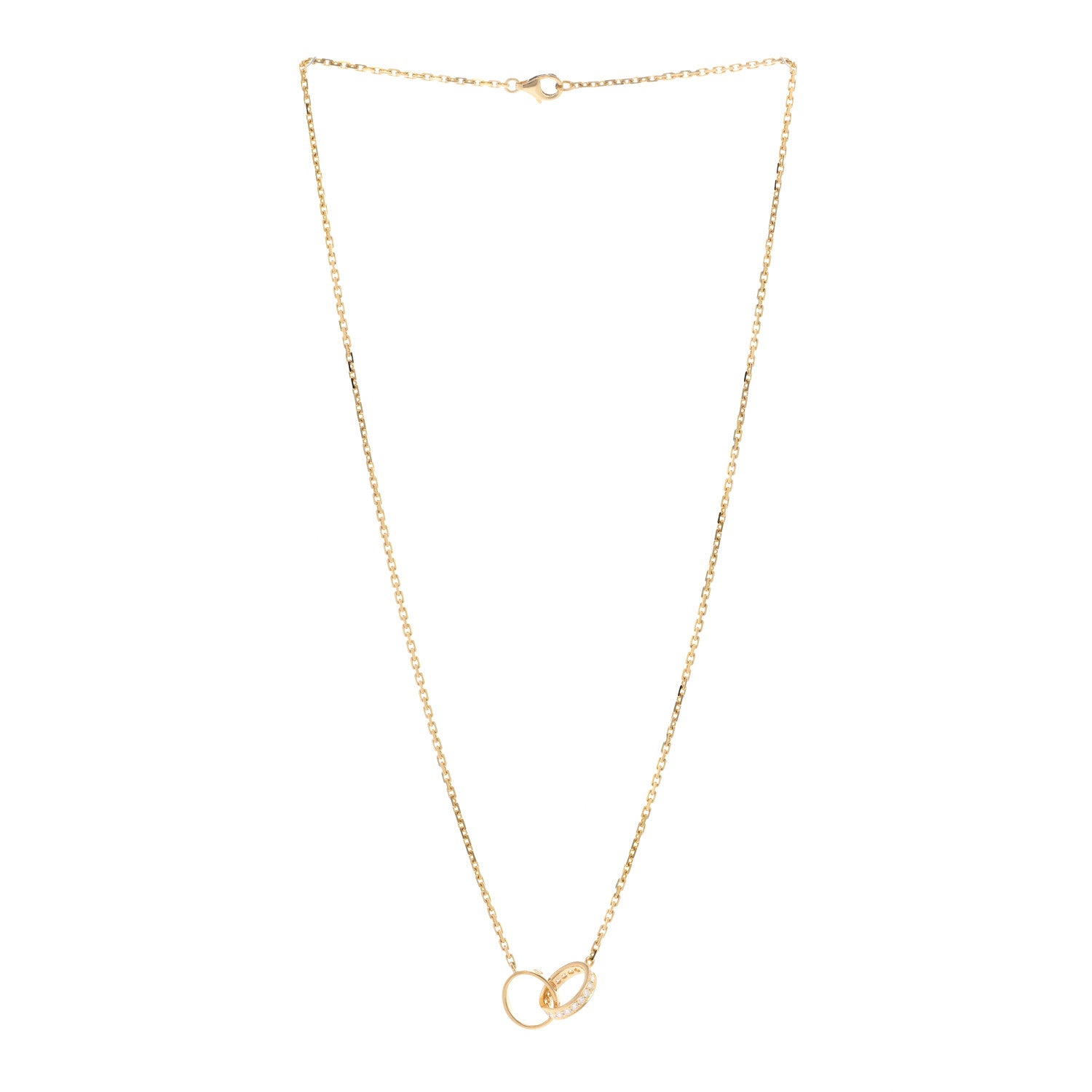 Cartier 18K Yellow Gold Diamond Interlocking LOVE Necklace 3 of 5