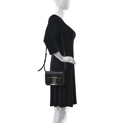 Salvatore Ferragamo Calfskin Studded Mini Vara Bow Rainbow Crossbody Bag Black 2 of 8