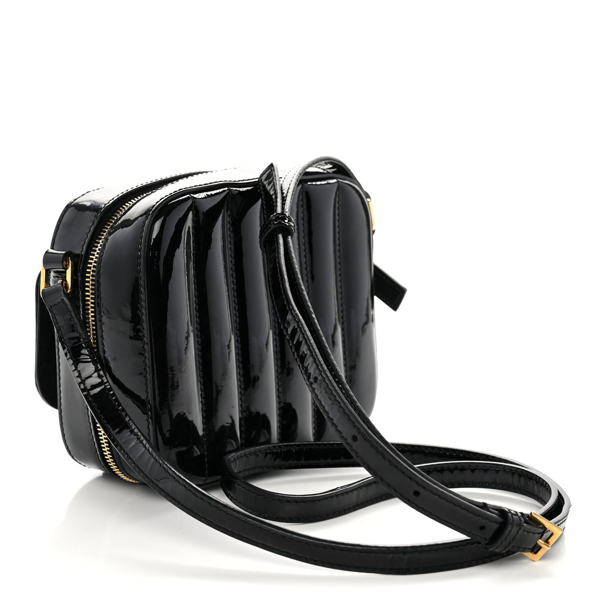 Saint Laurent Patent Matelasse Monogram Toy Vicky Camera Bag Black 3 of 12