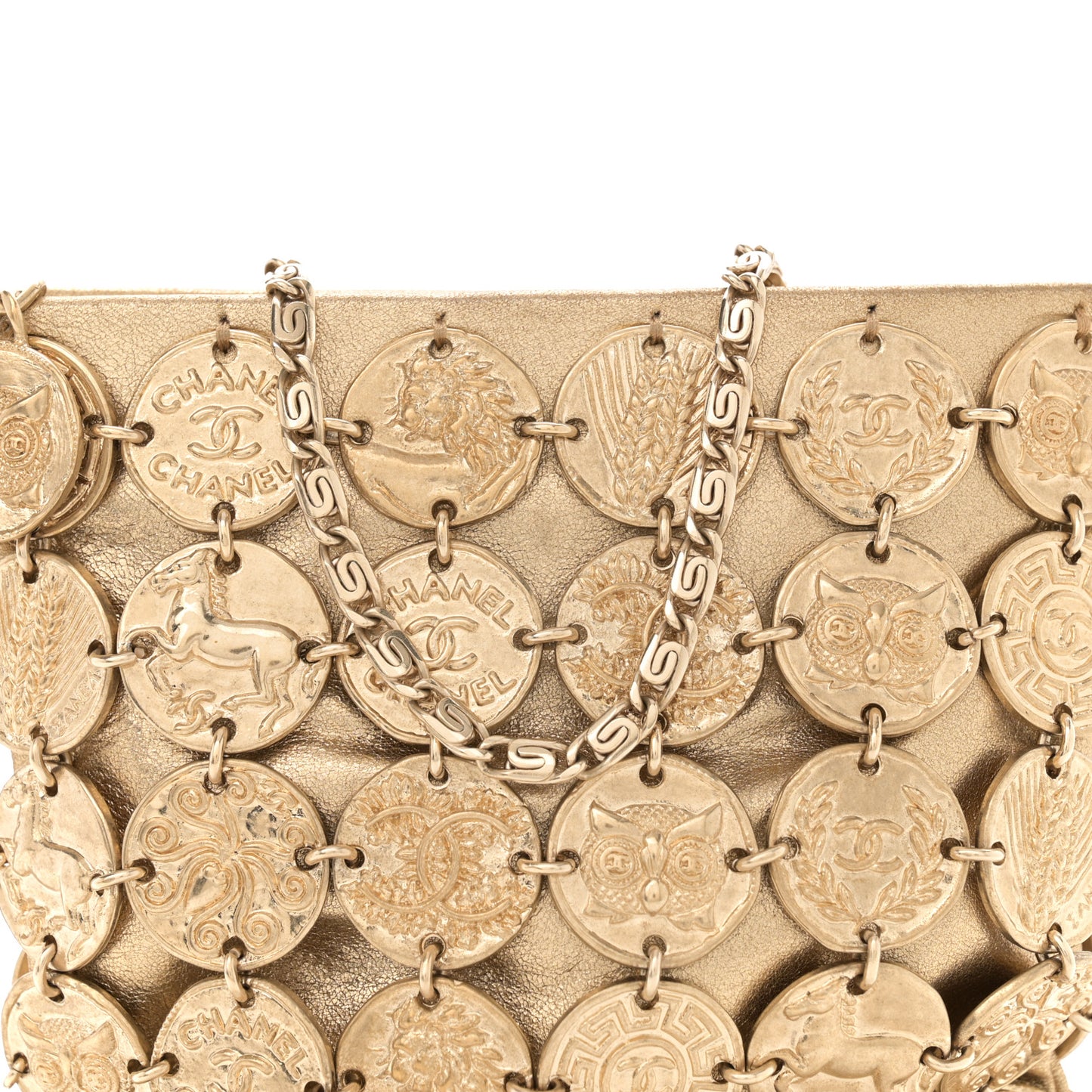 Metallic Calfskin Medallion Shoulder Bag Gold