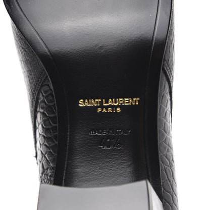 Saint Laurent Calfskin Crocodile Embossed Blake Ankle Boots 40.5 Black 6 of 10