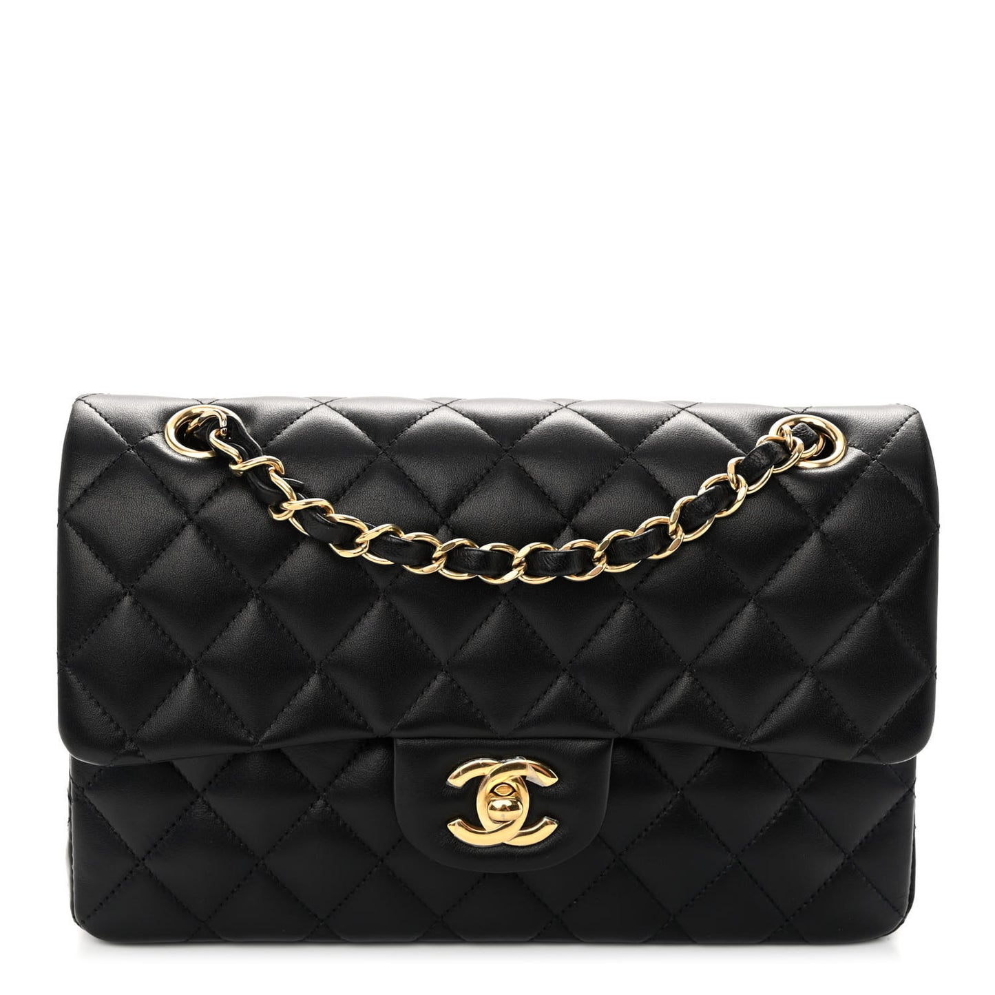 Lambskin Quilted Small Double Flap Black
