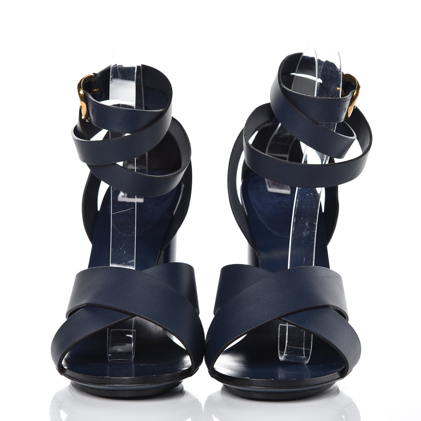 Suede Calfskin Candy Cross Sandals 39.5 Blue Marine
