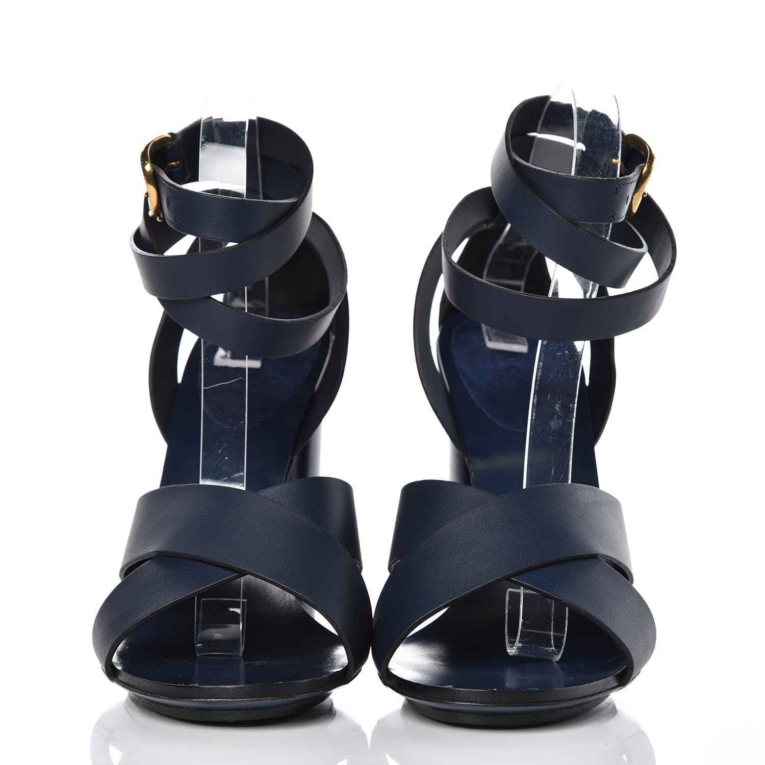 Gucci Suede Calfskin Candy Cross Sandals 39.5 Blue Marine 2 of 9