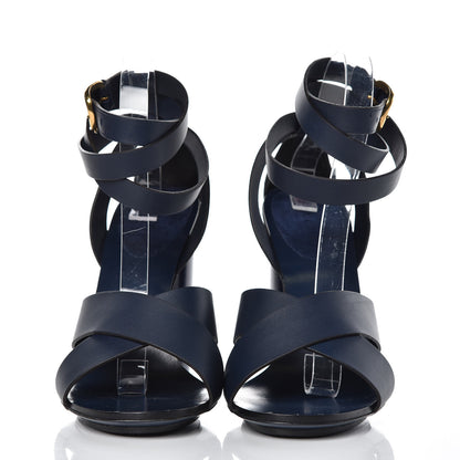 Gucci Suede Calfskin Candy Cross Sandals 39.5 Blue Marine 2 of 9