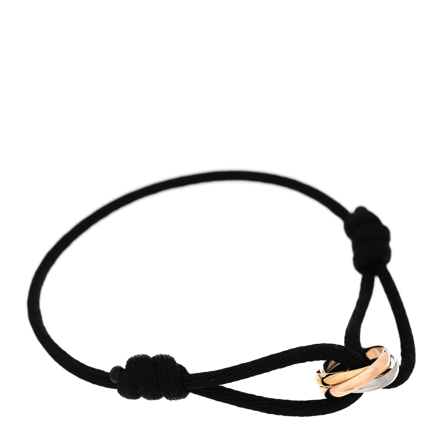Cartier 18K Pink Yellow White Gold Trinity Adjustable Cord Bracelet Black 1 of 4