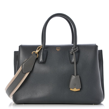 MCM Grained Calfskin Medium Milla Tote Phantom Grey 1 of 19