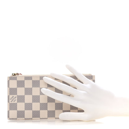Louis Vuitton Damier Azur Felicie Chain Wallet Zippered Insert Rose Ballerine 2 of 9