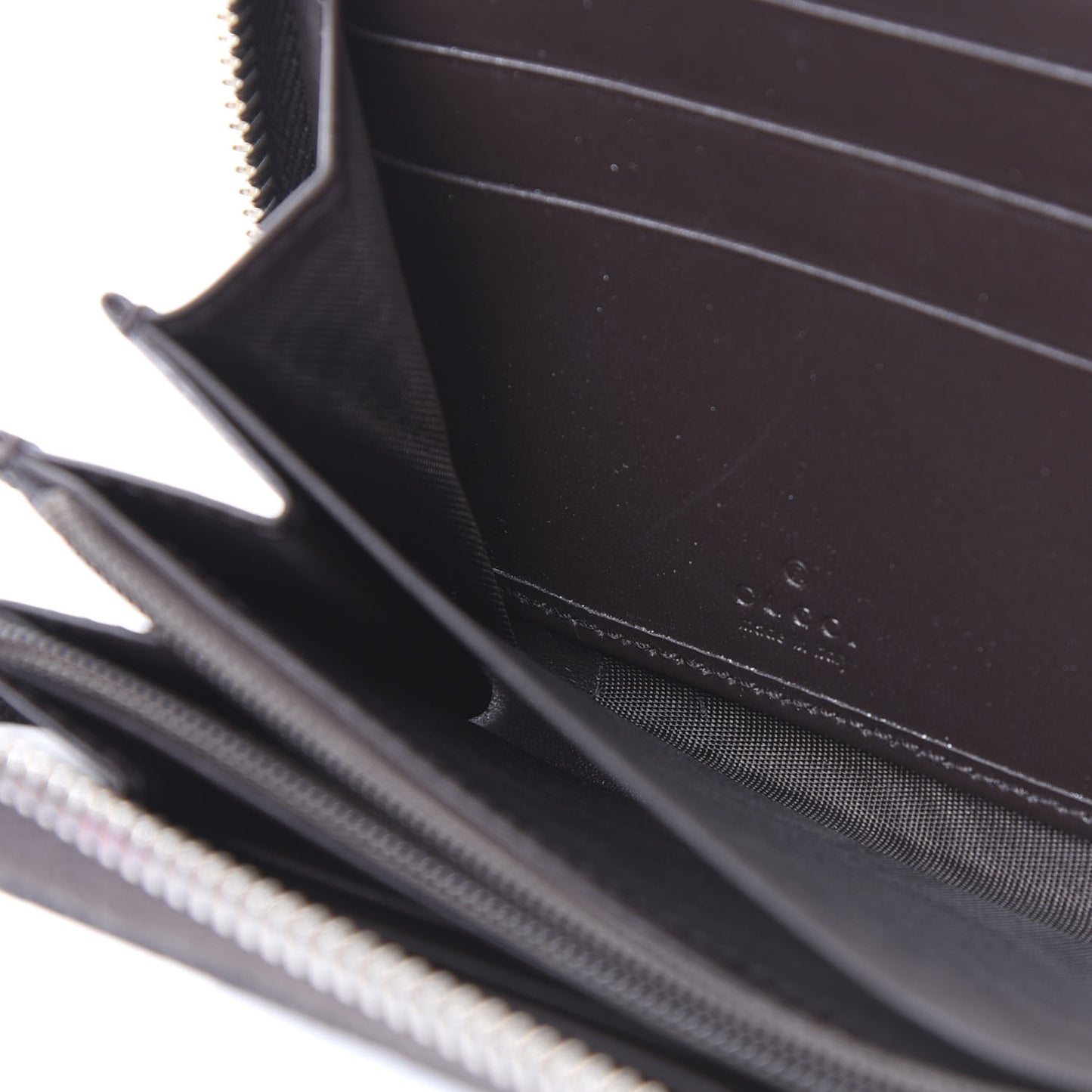 Guccissima Web Zip Around Wallet Dark Brown