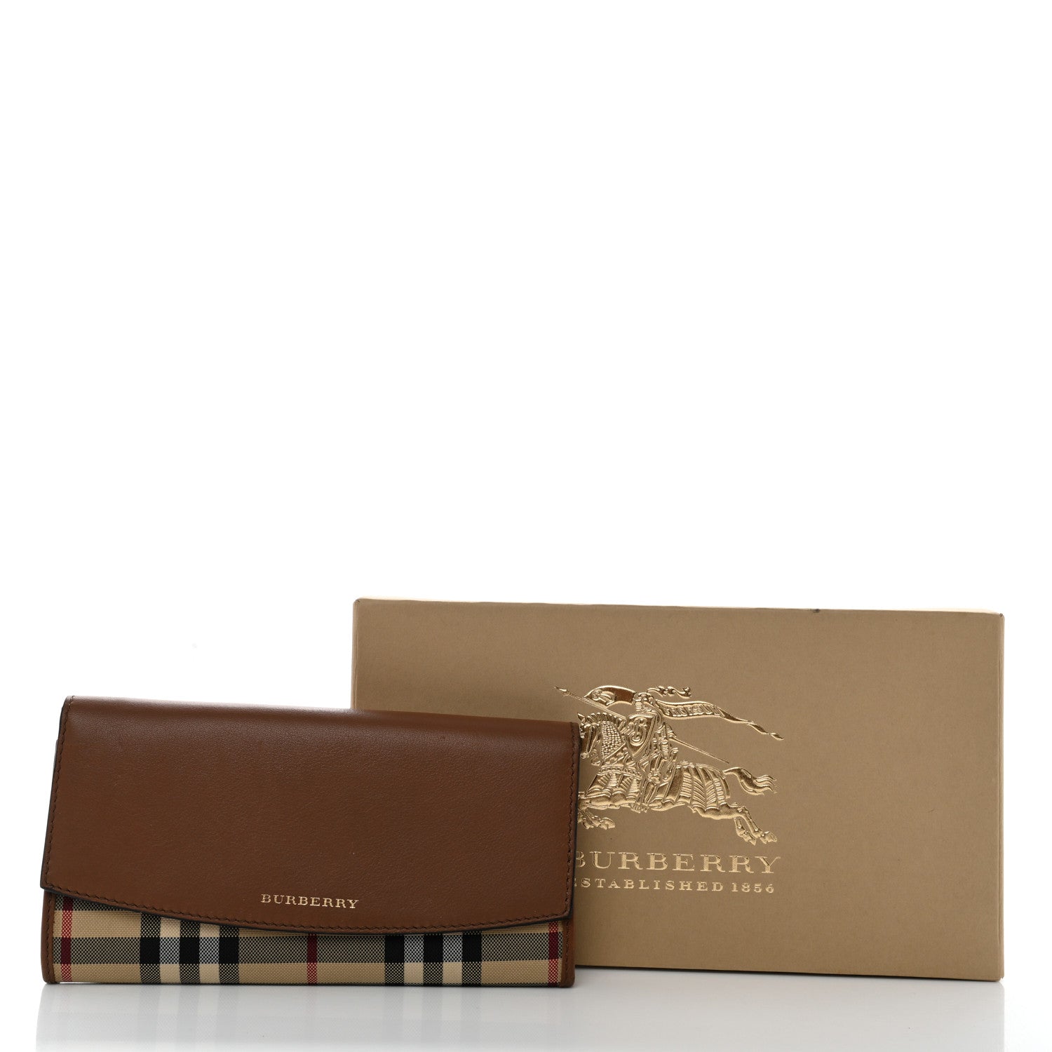 Burberry Calfskin Horseferry Check Porter Continental Wallet Tan 11 of 11