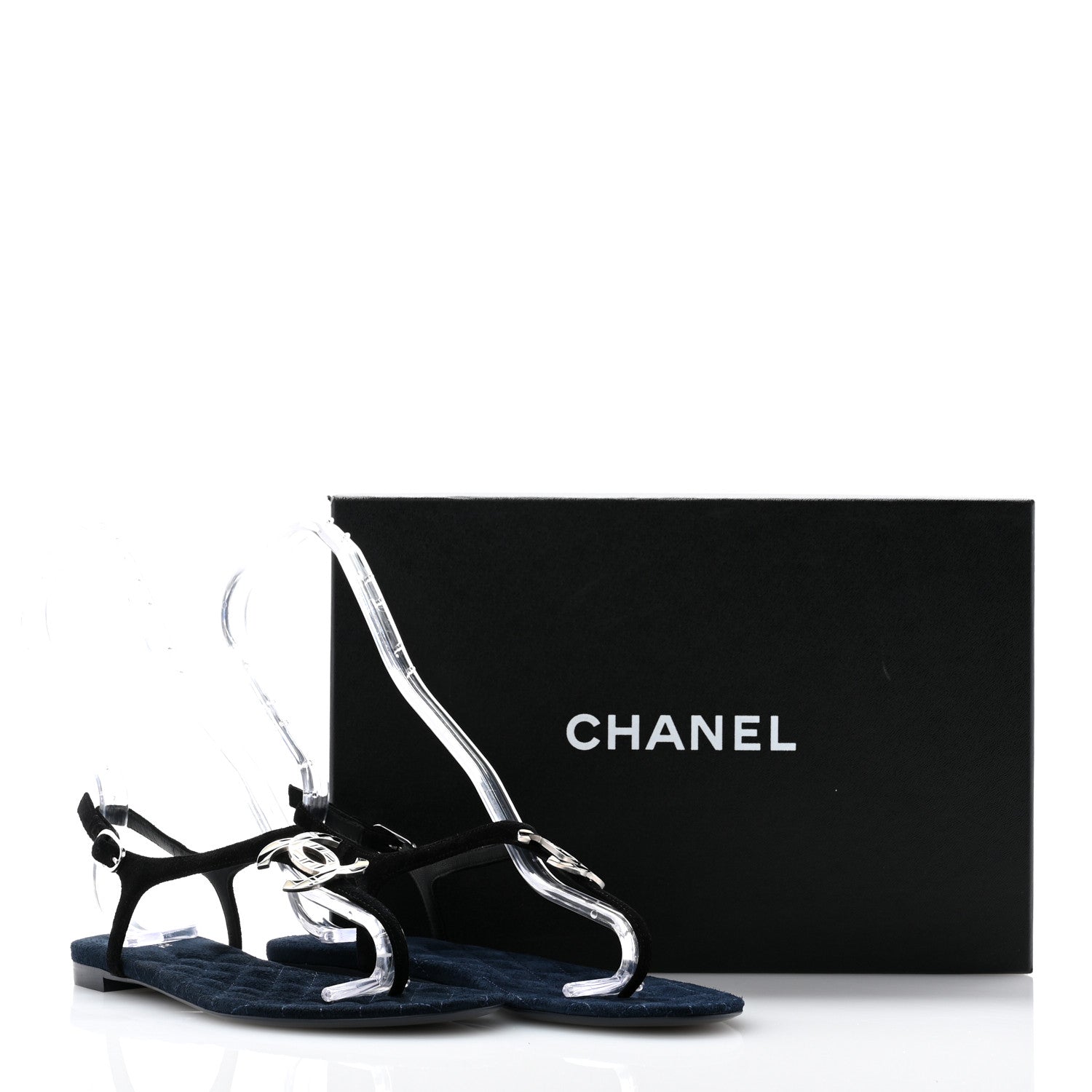 Chanel Suede Calfskin CC Thong Sandals 35 Black 8 of 8