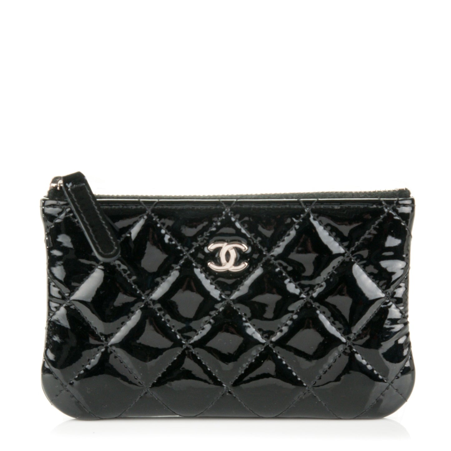 Patent Quilted Small Cosmetic Case Black
