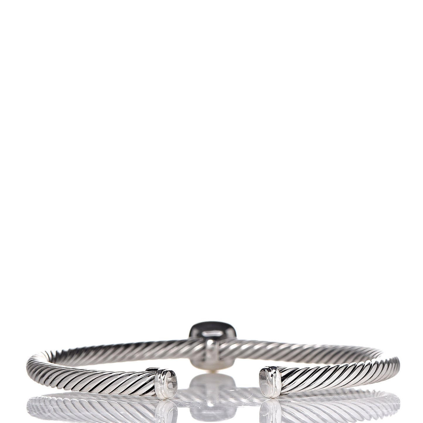 Sterling Silver 18K Yellow Gold Diamond 4mm Cable Classics Station Bracelet
