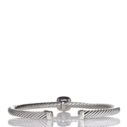 David Yurman Sterling Silver 18K Yellow Gold Diamond 4mm Cable Classics Station Bracelet 3 of 5