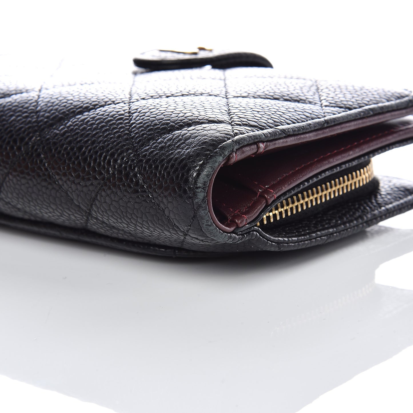 Caviar Quilted Zipped Pocket Wallet Black