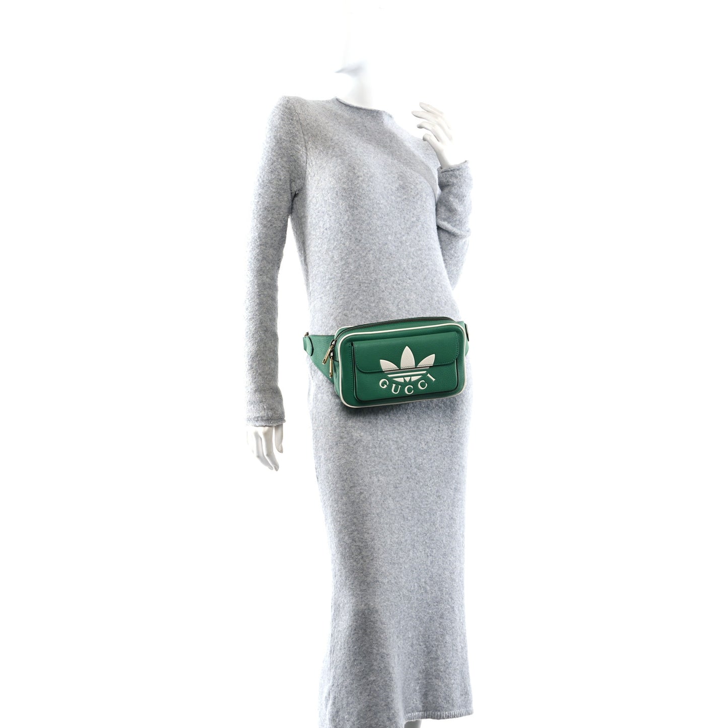 X ADIDAS Textured Dollar Calfskin Belt Bag Green