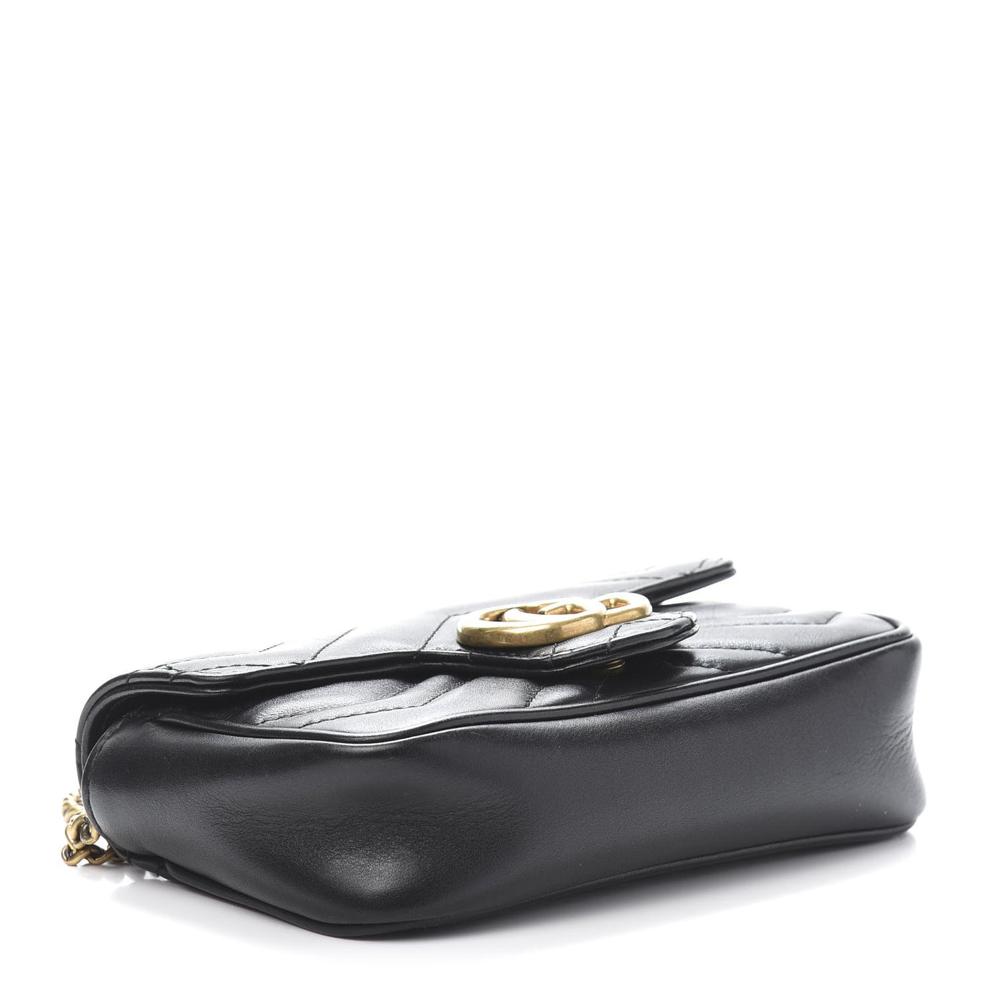 Calfskin Matelasse Super Mini GG Marmont Shoulder Bag Black