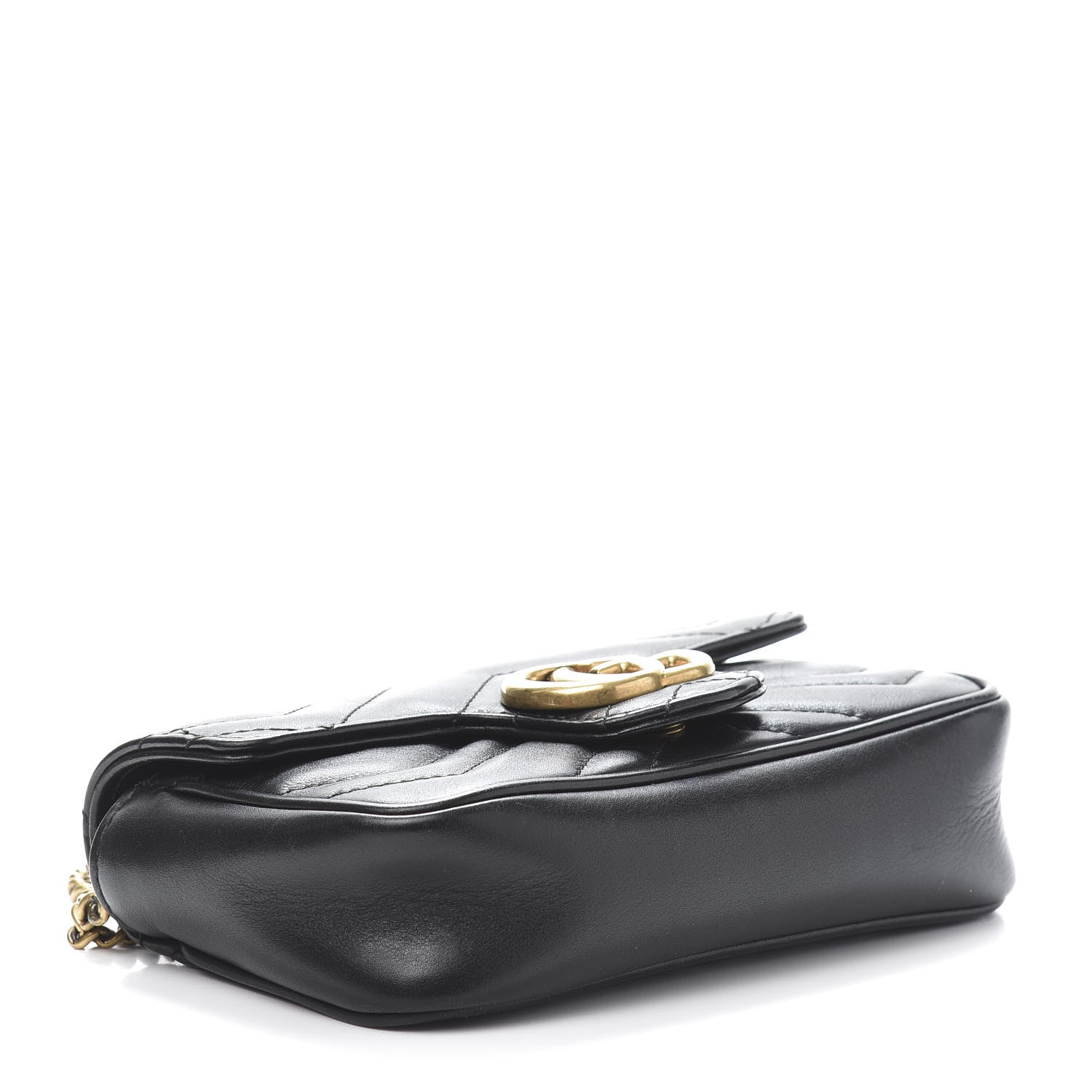 Gucci Calfskin Matelasse Super Mini GG Marmont Shoulder Bag Black 4 of 12