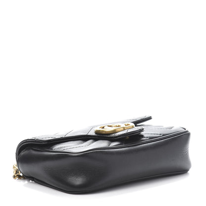 Gucci Calfskin Matelasse Super Mini GG Marmont Shoulder Bag Black 4 of 12