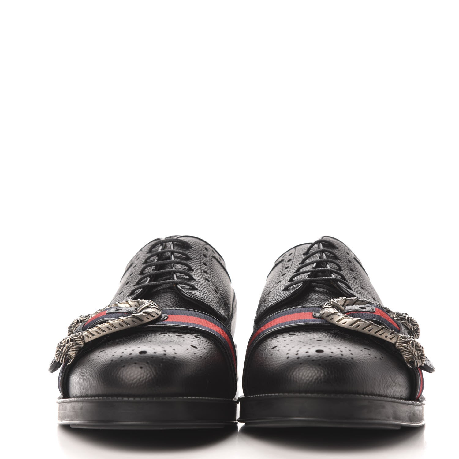 Gucci Pebbled Calfskin Dionysus Web Mens Martins Shoes 11 Black 2 of 8
