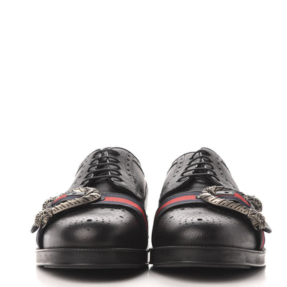 Gucci Pebbled Calfskin Dionysus Web Mens Martins Shoes 11 Black 2 of 8