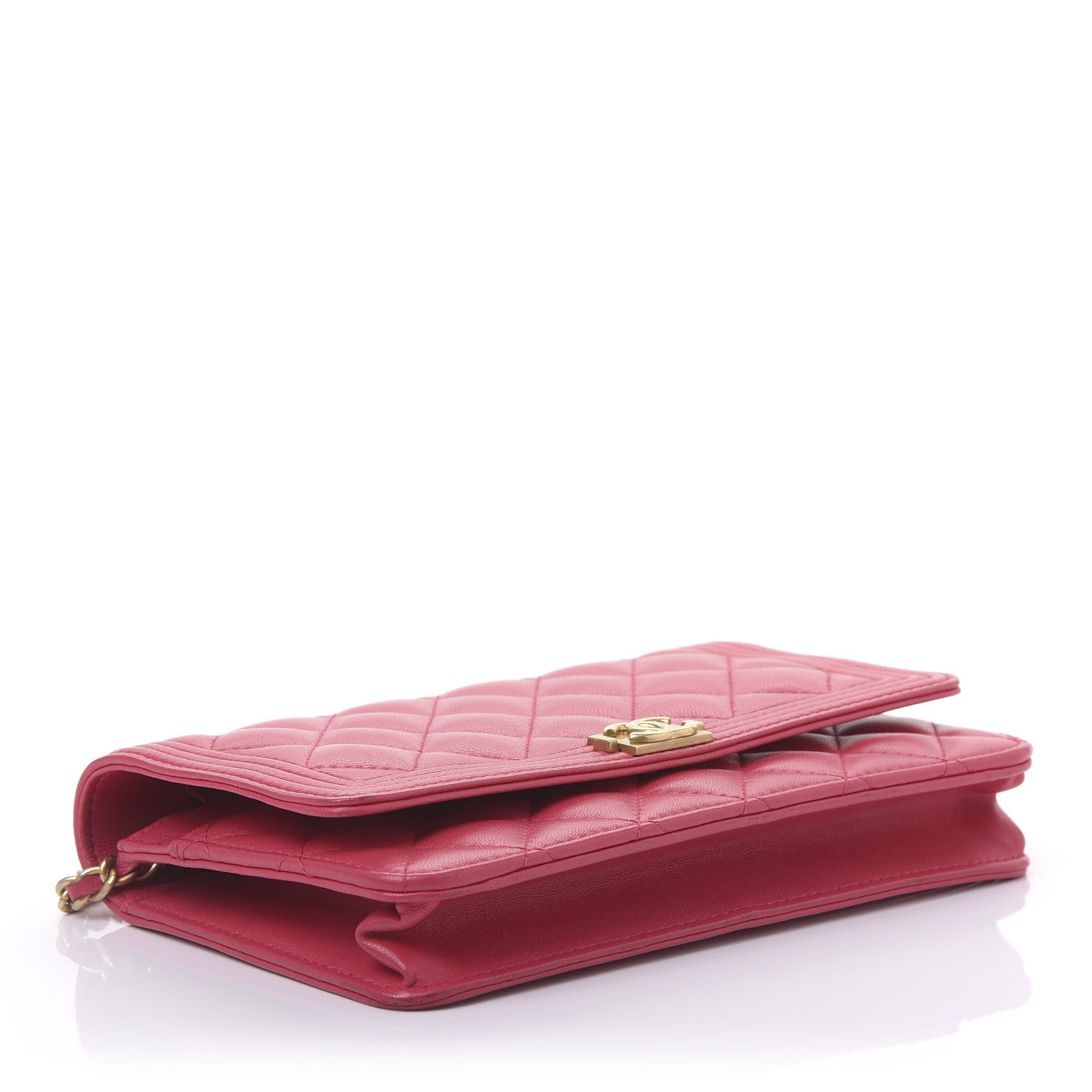 Chanel Lambskin Quilted Boy Wallet On Chain WOC Fuchsia 4 of 11