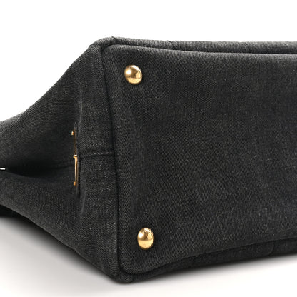 Prada Denim Small Logo Tote Black 8 of 9