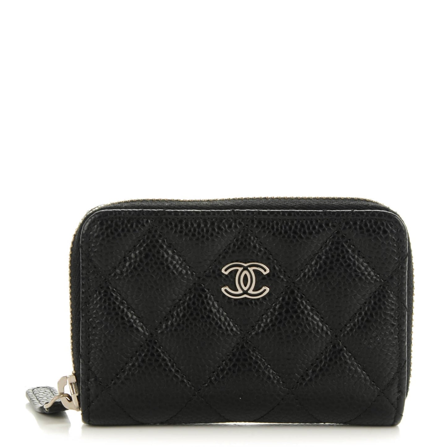 Caviar Quilted Zip Coin Purse Black