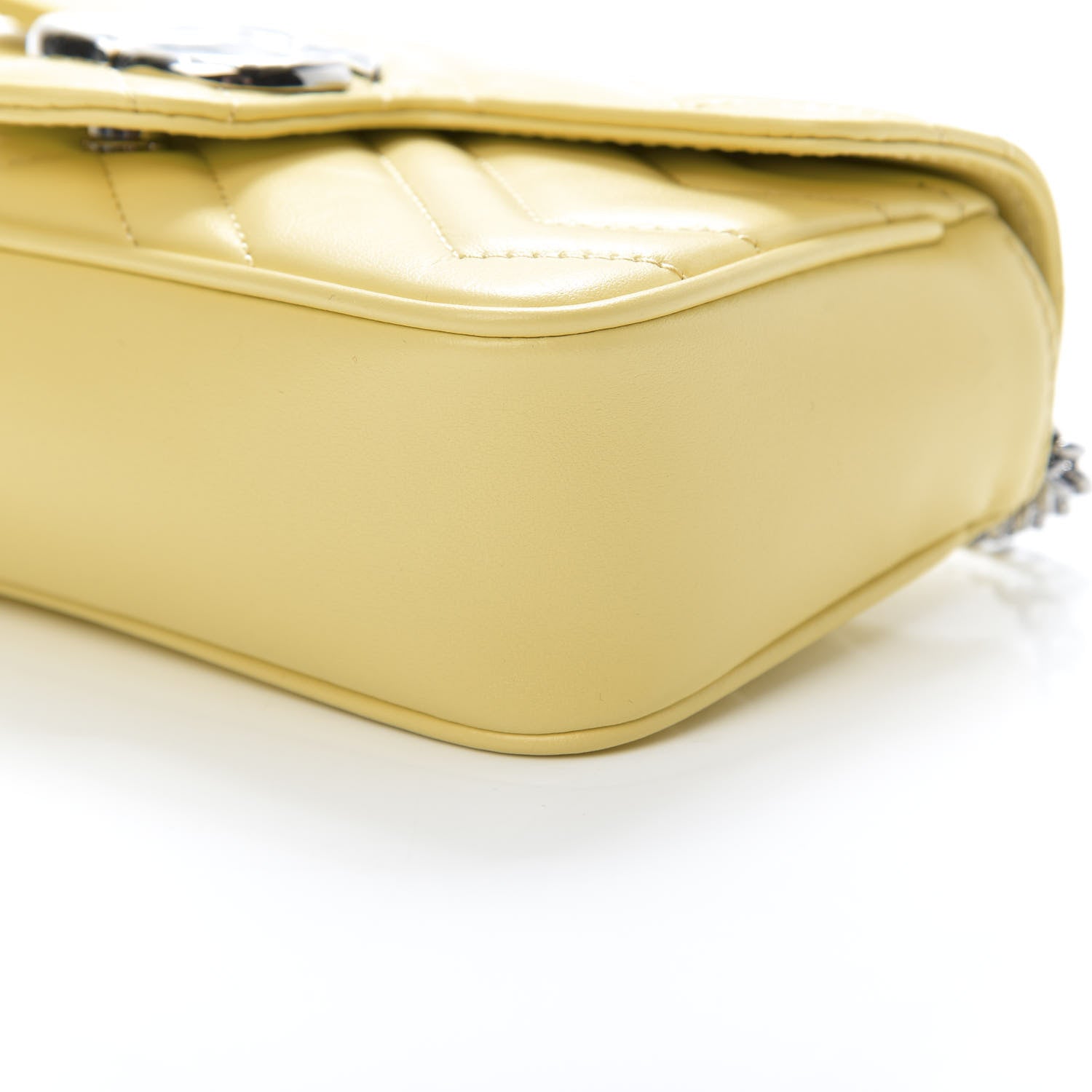 Gucci Calfskin Matelasse Super Mini GG Marmont Shoulder Bag Banana 9 of 10