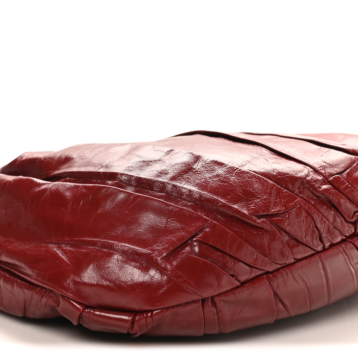 Glazed Calfskin Twisted Hobo Red