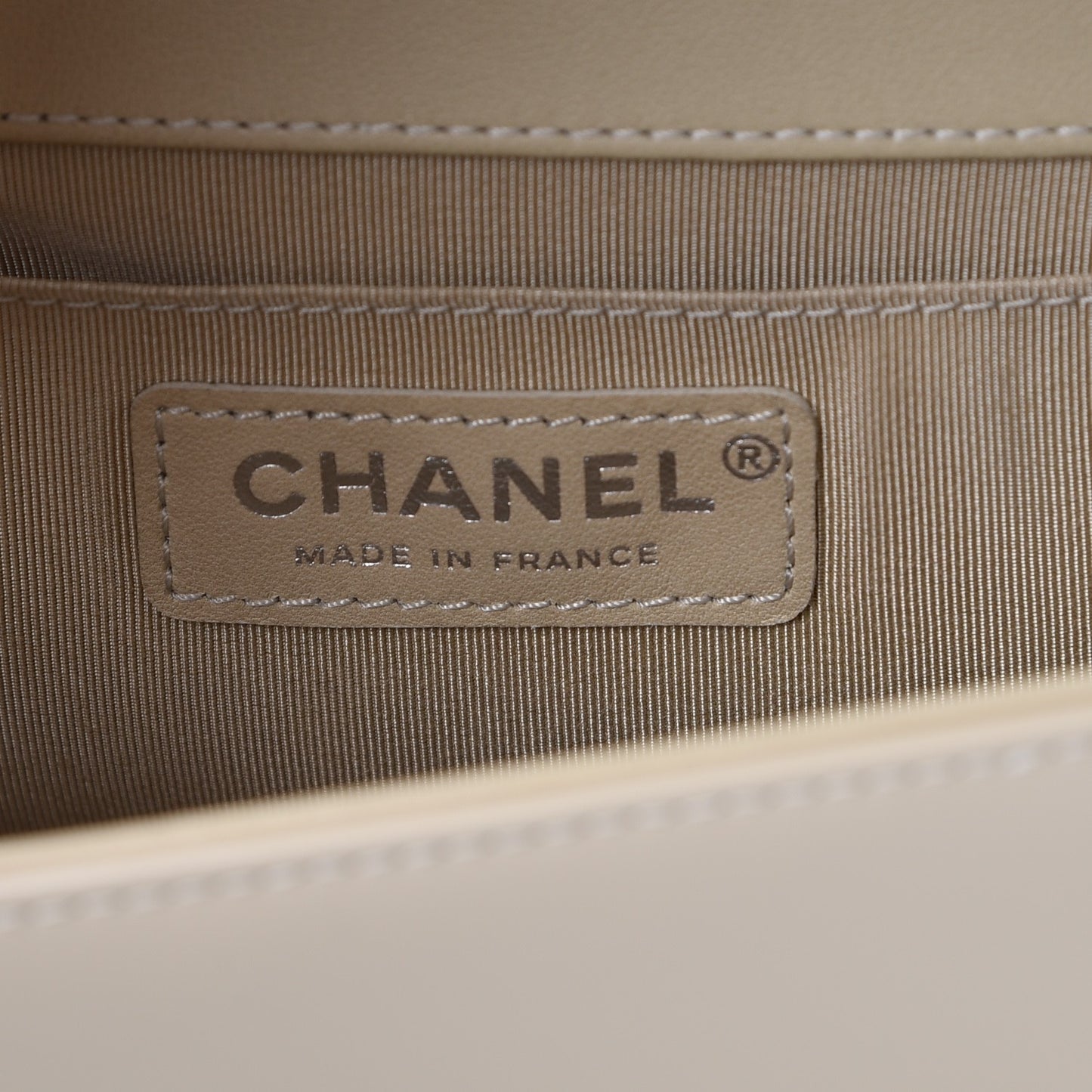 Glazed Calfskin Medium Boy Flap Light Beige