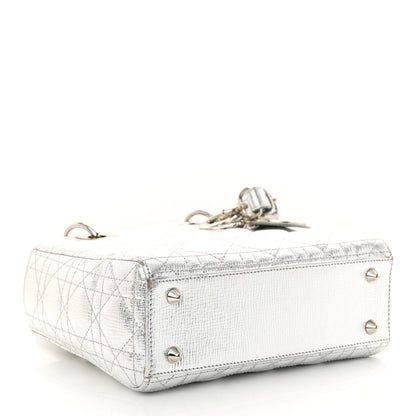 Christian Dior Metallic Grained Calfskin Cannage Small Lucky Badges My Lady Dior Silver 4 of 14