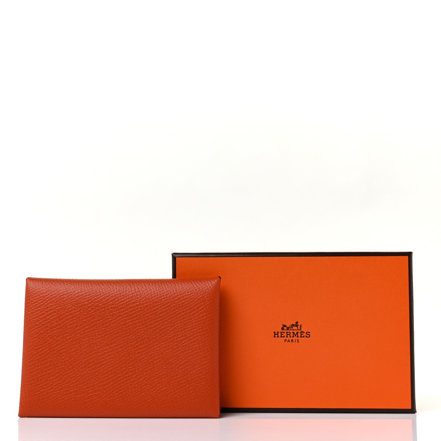 Hermes Epsom Verso Calvi Duo Card Case Orange Poppy Bleu Electrique 9 of 9