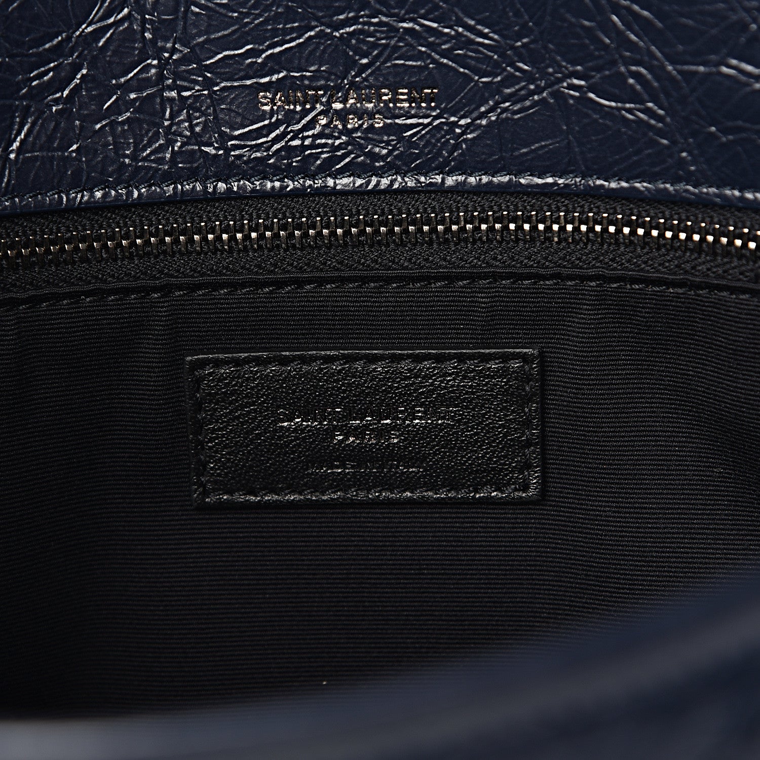 Saint Laurent Crinkled Calfskin Matelasse Monogram Medium Niki Chain Satchel Deep Marine 6 of 10