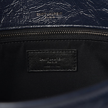 Saint Laurent Crinkled Calfskin Matelasse Monogram Medium Niki Chain Satchel Deep Marine 6 of 10