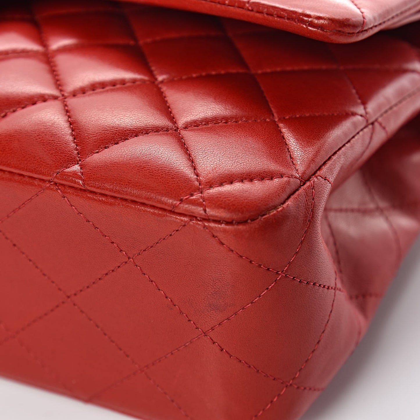 Lambskin Quilted Medium Double Flap Red