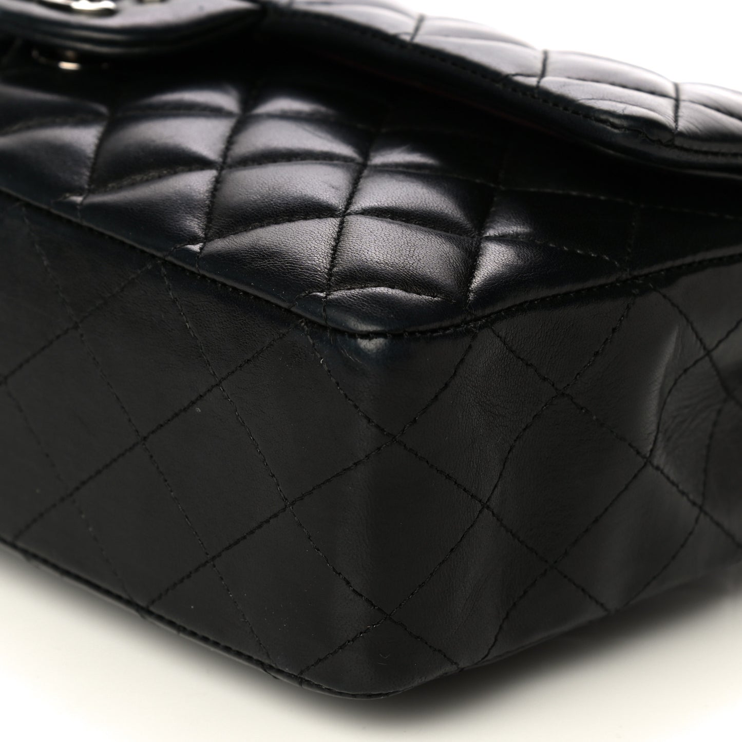 Lambskin Quilted Medium Double Flap Black